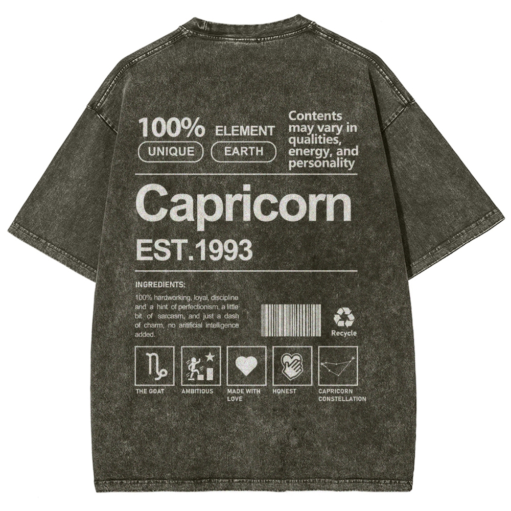 Capricorn Addcustom Unisex Fit Washed T-Shirt