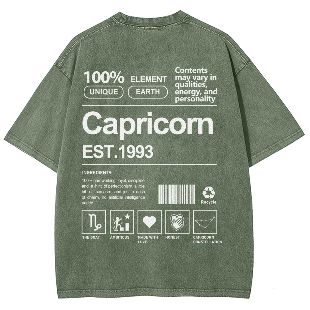 Capricorn Addcustom Unisex Fit Washed T-Shirt