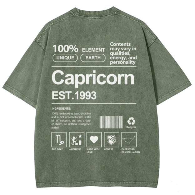Capricorn Addcustom Unisex Fit Washed T-Shirt