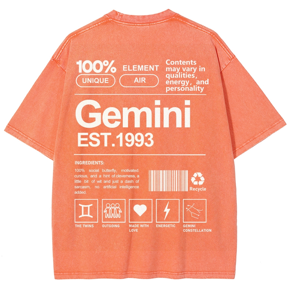 Gemini Addcustom Unisex Fit Washed T-Shirt