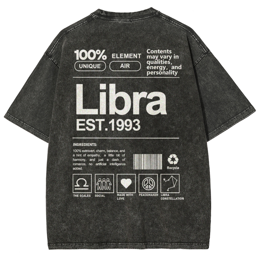 Libra Addcustom Unisex Fit Washed T-Shirt