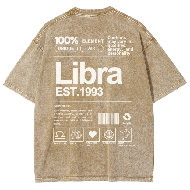 Libra Addcustom Unisex Fit Washed T-Shirt