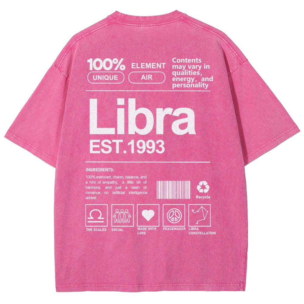Libra Addcustom Unisex Fit Washed T-Shirt