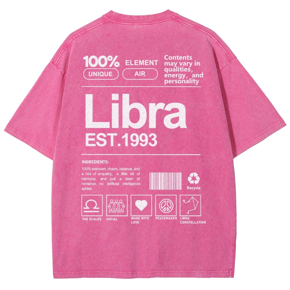 Libra Addcustom Unisex Fit Washed T-Shirt