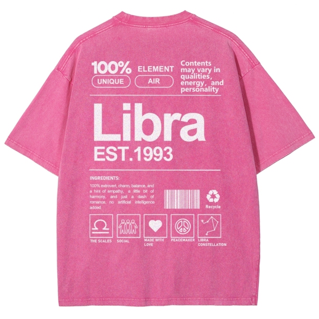 Libra Addcustom Unisex Fit Washed T-Shirt