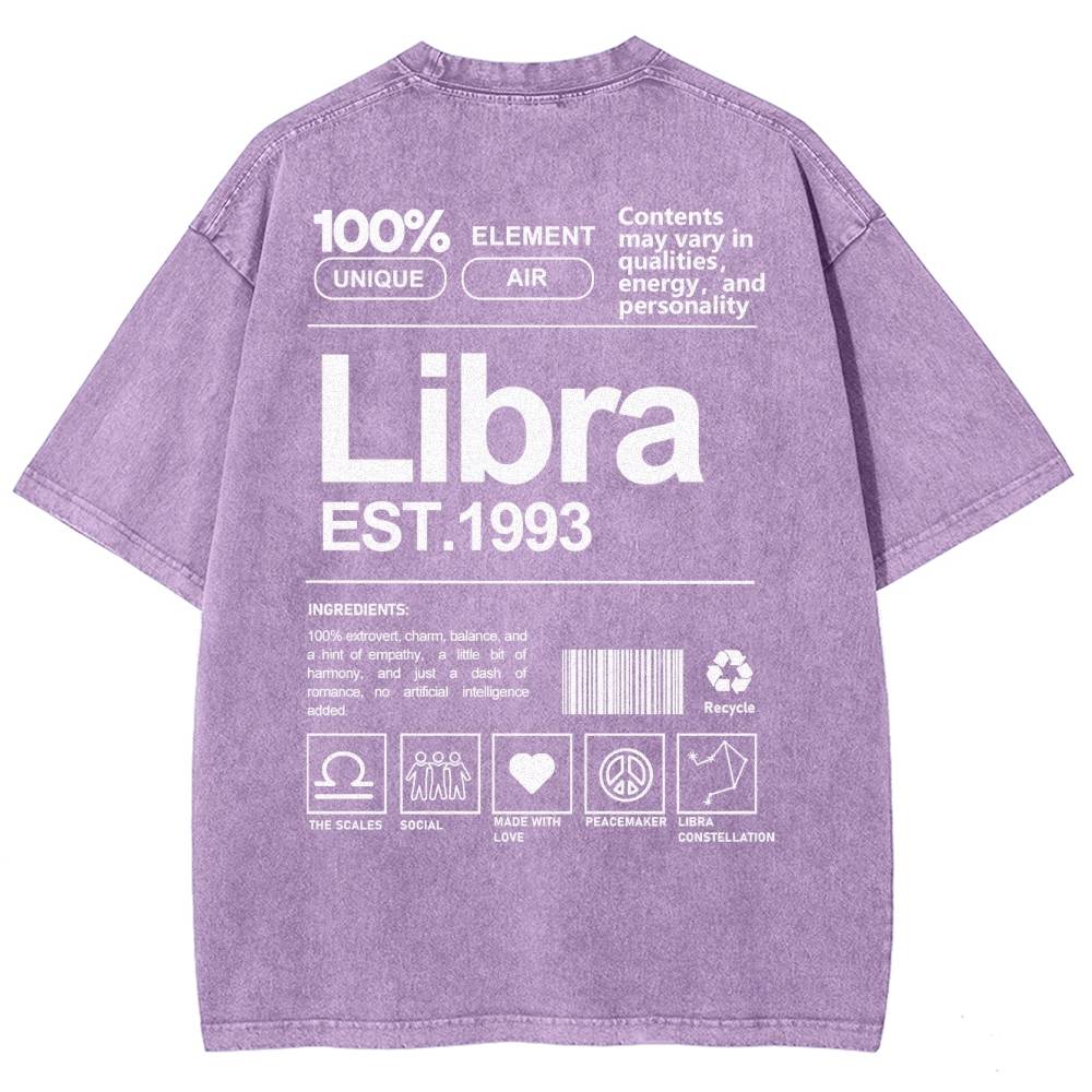 Libra Addcustom Unisex Fit Washed T-Shirt