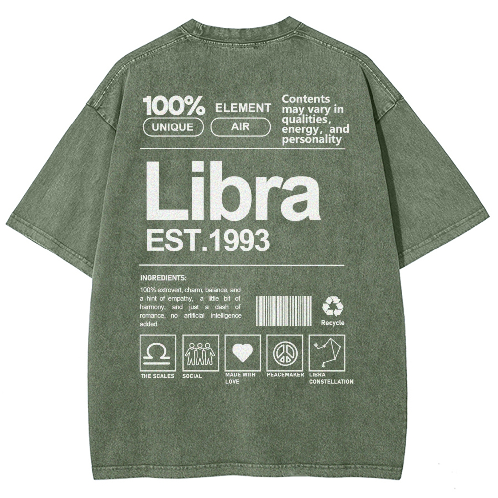 Libra Addcustom Unisex Fit Washed T-Shirt