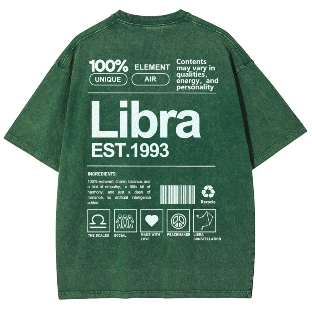 Libra Addcustom Unisex Fit Washed T-Shirt