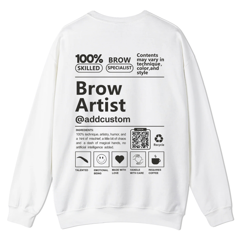 Brow Artist Addcustom QR Code Casual Crewneck Sweatshirt