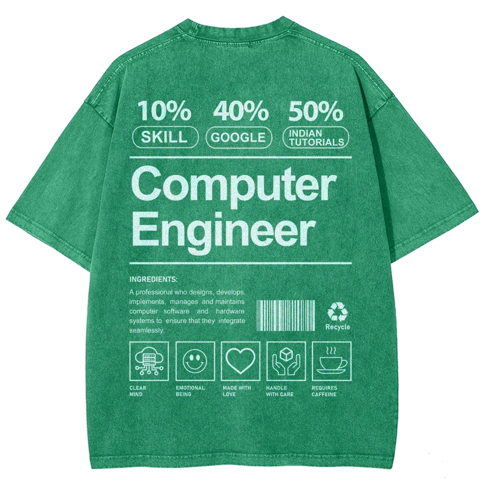 Computer Engineer Unisex Fit Washed T-Shirt Customscool