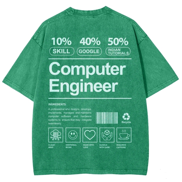 Computer Engineer Unisex Fit Washed T-Shirt Customscool