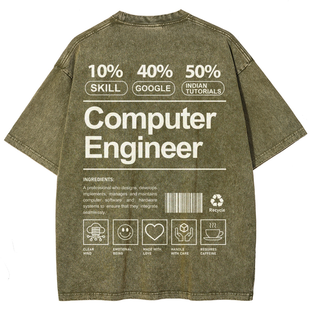 Computer Engineer Unisex Fit Washed T-Shirt Customscool