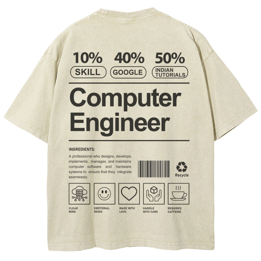 Computer Engineer Unisex Fit Washed T-Shirt Customscool