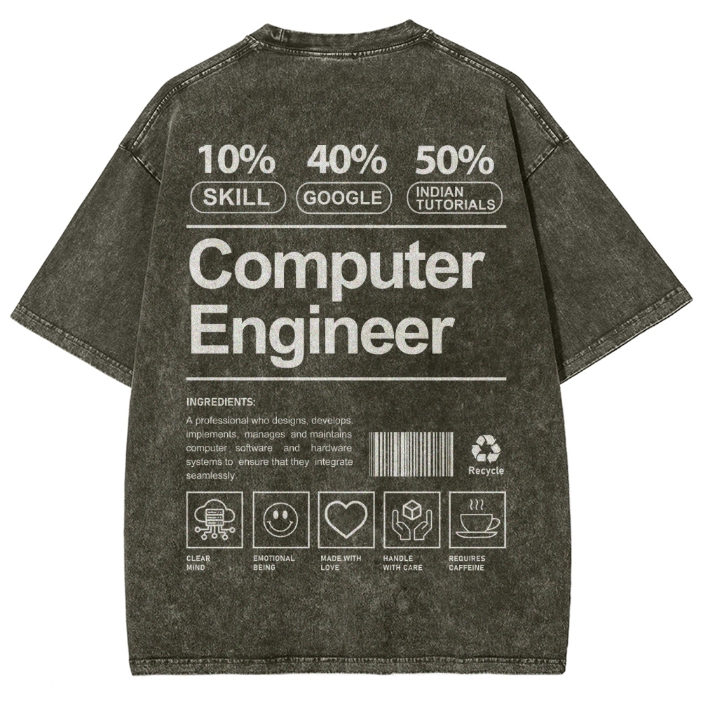 Computer Engineer Unisex Fit Washed T-Shirt Customscool