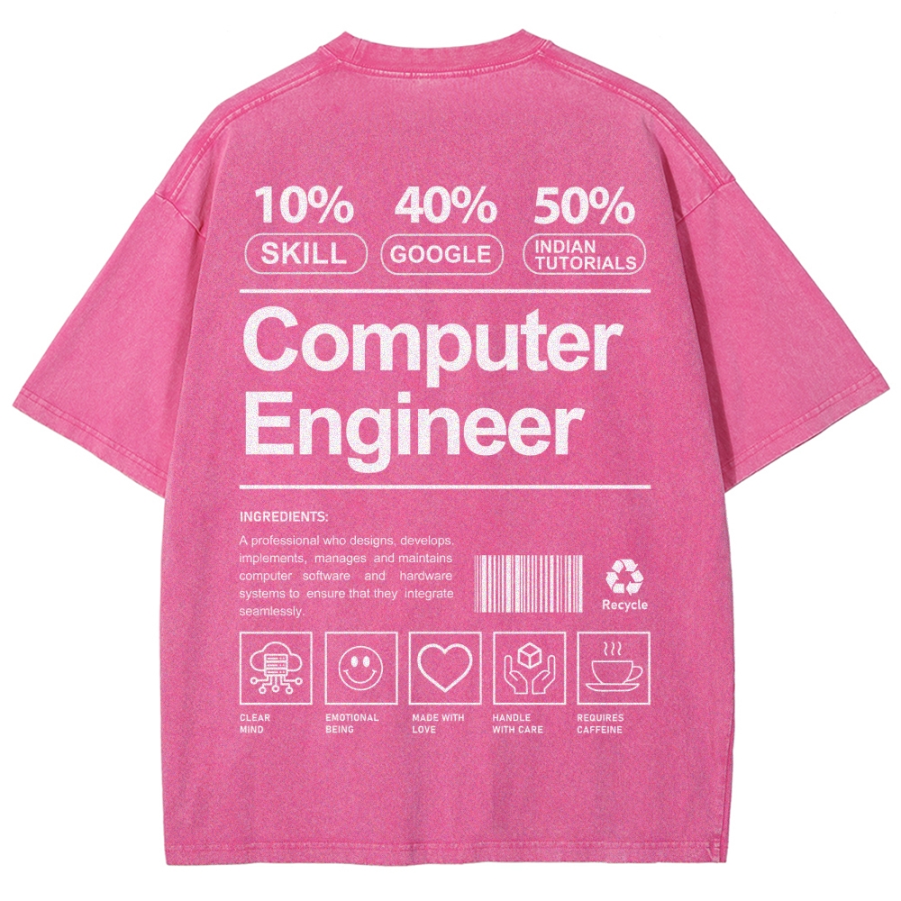 Computer Engineer Unisex Fit Washed T-Shirt Customscool