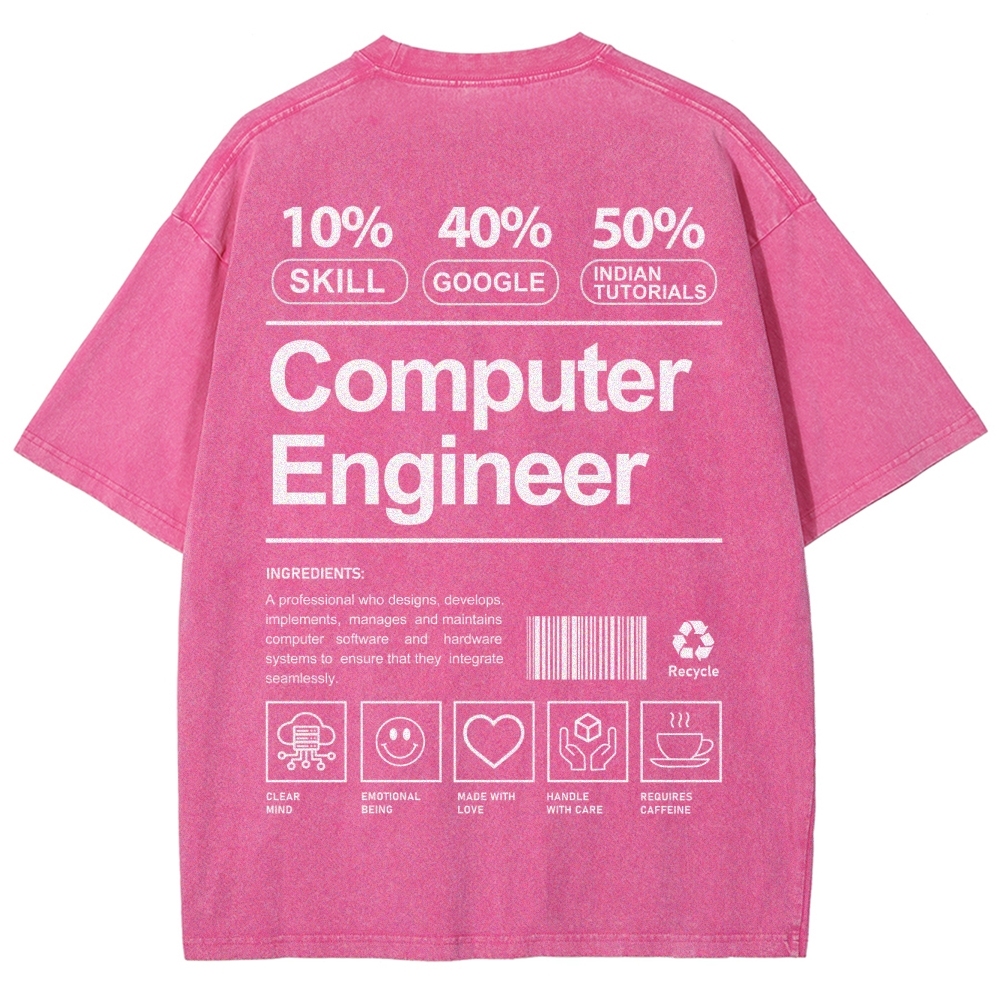 Computer Engineer Unisex Fit Washed T-Shirt Customscool