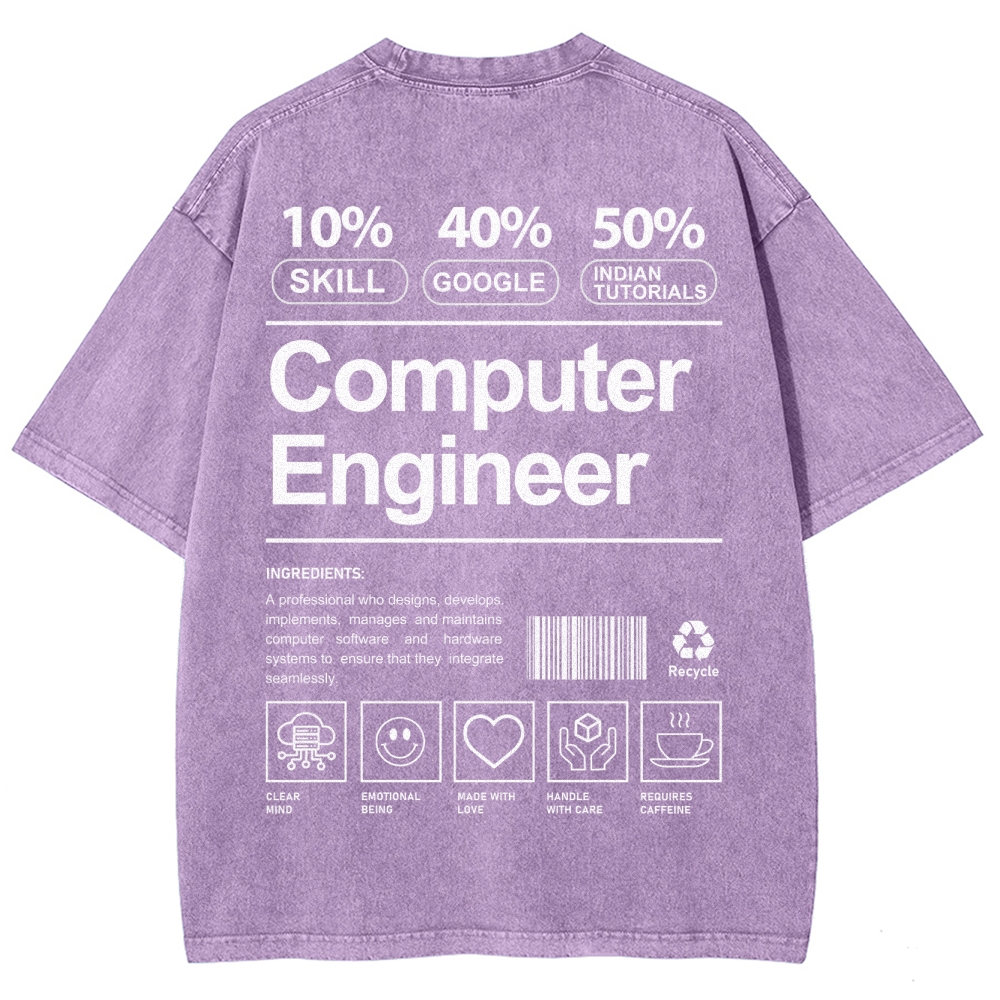 Computer Engineer Unisex Fit Washed T-Shirt Customscool