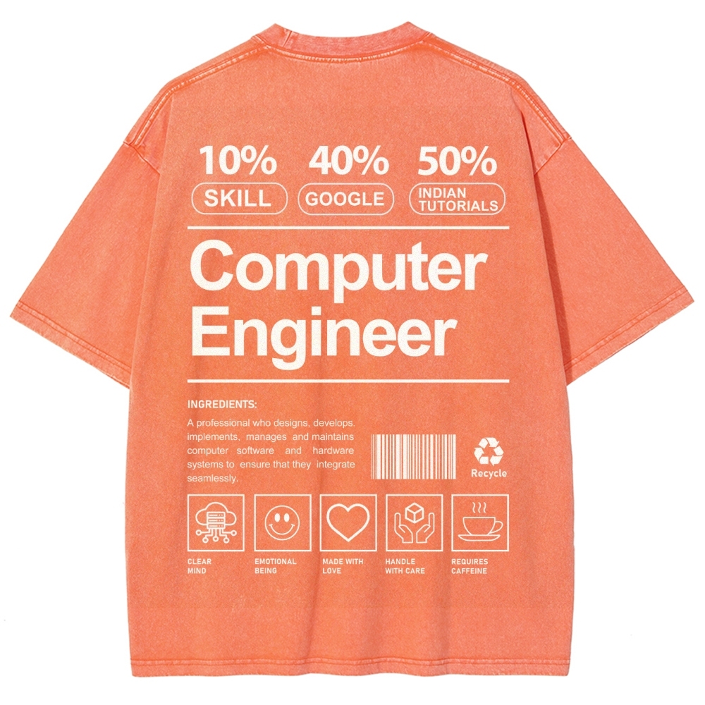 Computer Engineer Unisex Fit Washed T-Shirt Customscool