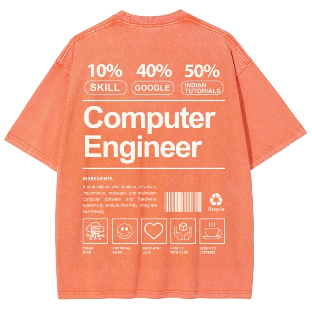 Computer Engineer Unisex Fit Washed T-Shirt Customscool