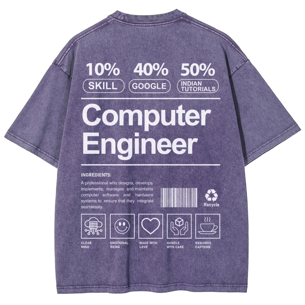 Computer Engineer Unisex Fit Washed T-Shirt Customscool