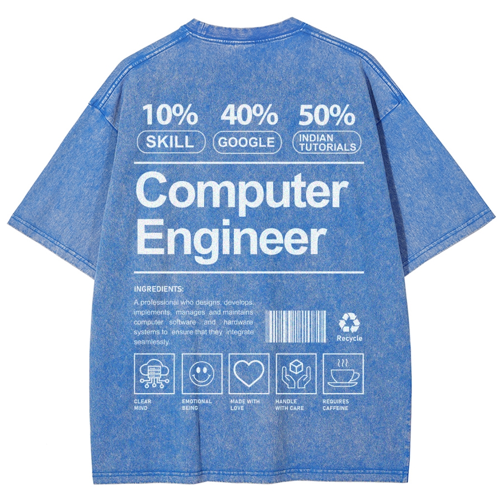 Computer Engineer Unisex Fit Washed T-Shirt Customscool