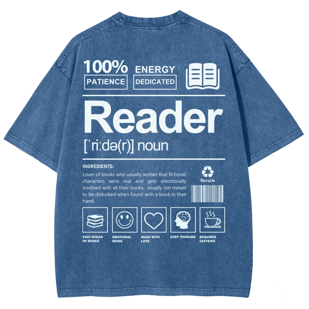 Reader Unisex Fit Washed T-Shirt Customscool