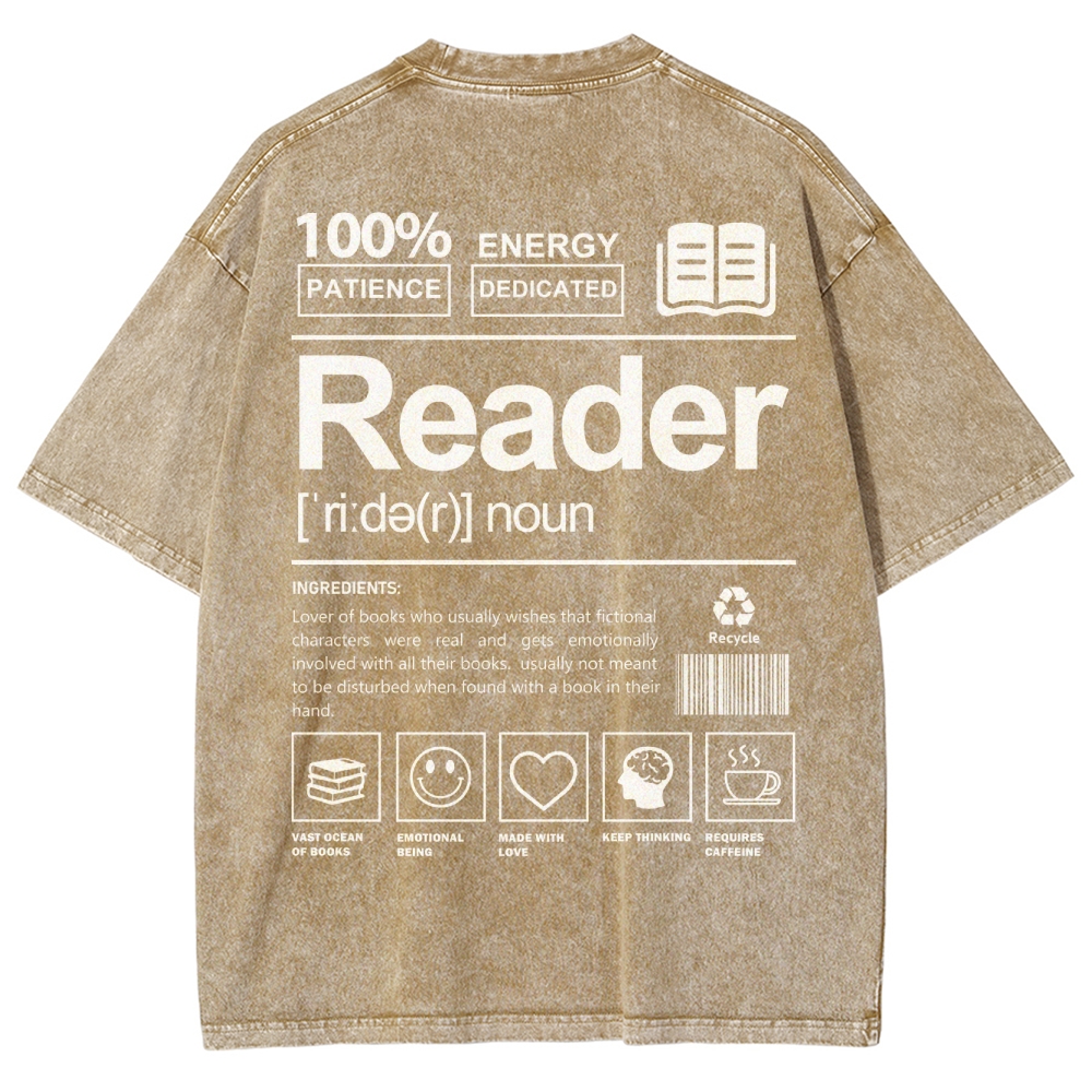 Reader Unisex Fit Washed T-Shirt Customscool