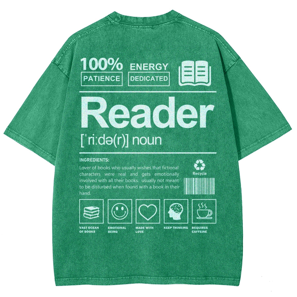 Reader Unisex Fit Washed T-Shirt Customscool
