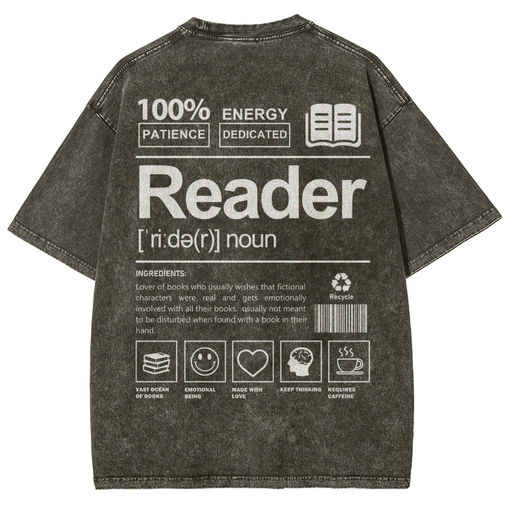 Reader Unisex Fit Washed T-Shirt Customscool