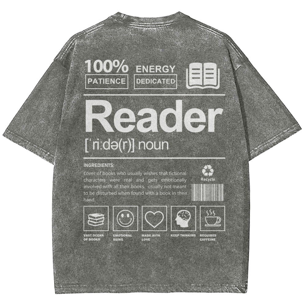 Reader Unisex Fit Washed T-Shirt Customscool