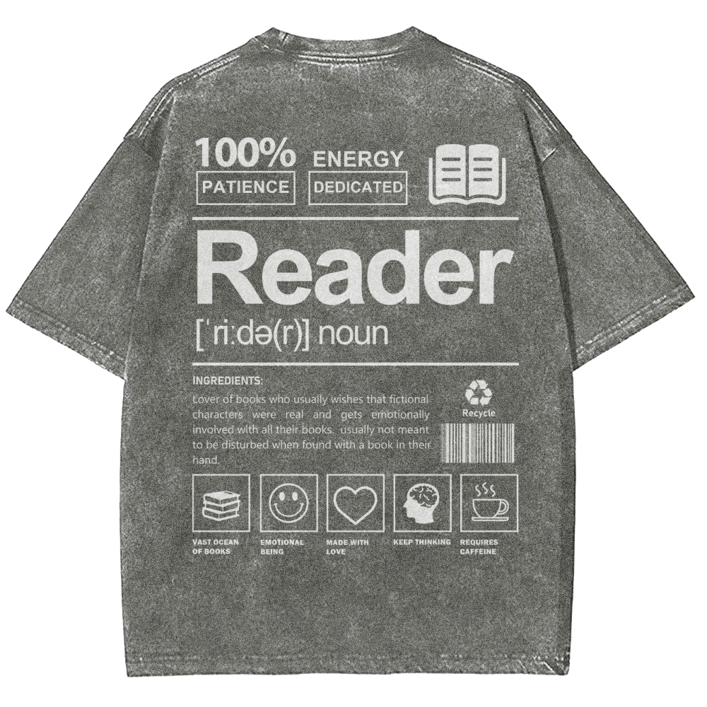 Reader Unisex Fit Washed T-Shirt Customscool