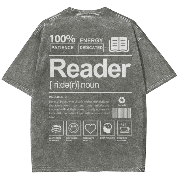 Reader Unisex Fit Washed T-Shirt Customscool