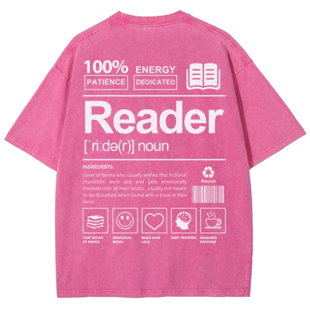 Reader Unisex Fit Washed T-Shirt Customscool