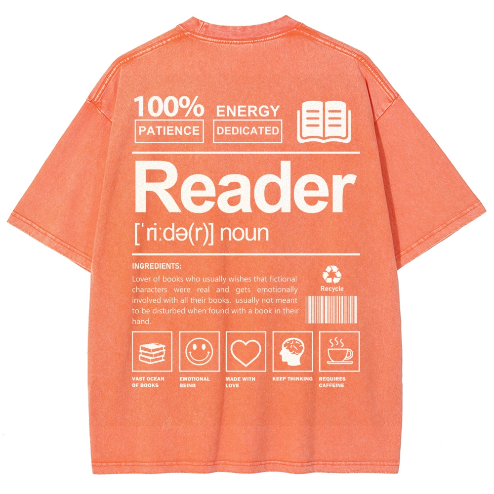 Reader Unisex Fit Washed T-Shirt Customscool