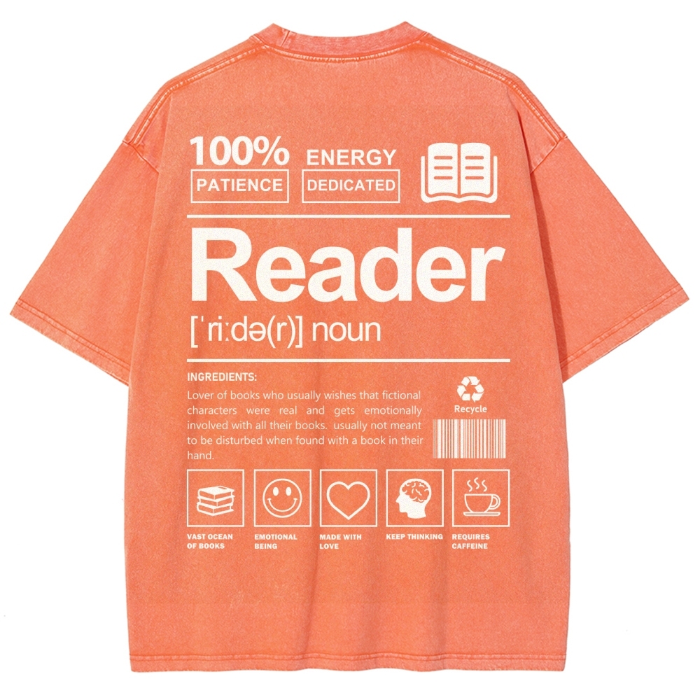 Reader Unisex Fit Washed T-Shirt Customscool