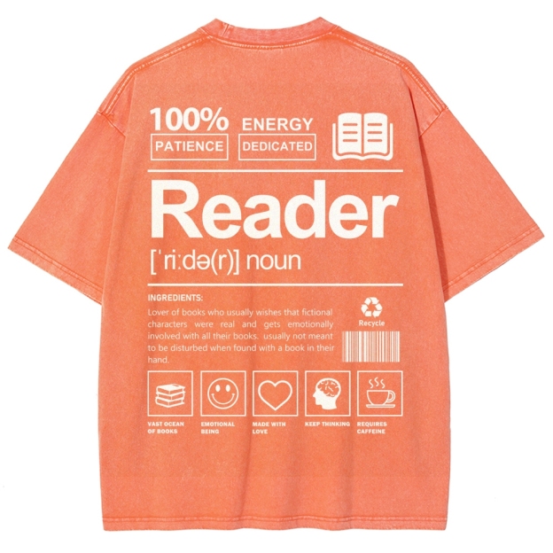 Reader Unisex Fit Washed T-Shirt Customscool