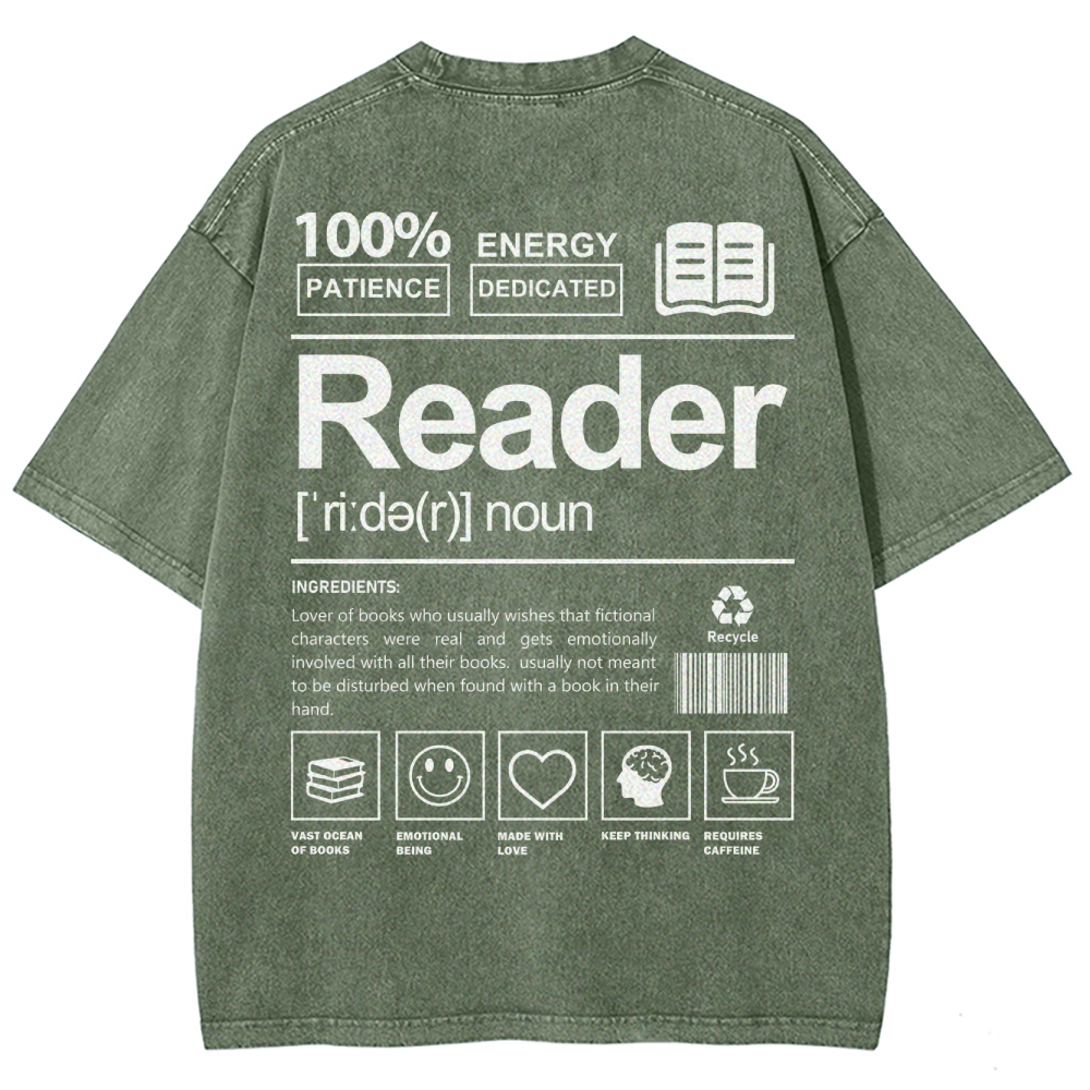 Reader Unisex Fit Washed T-Shirt Customscool