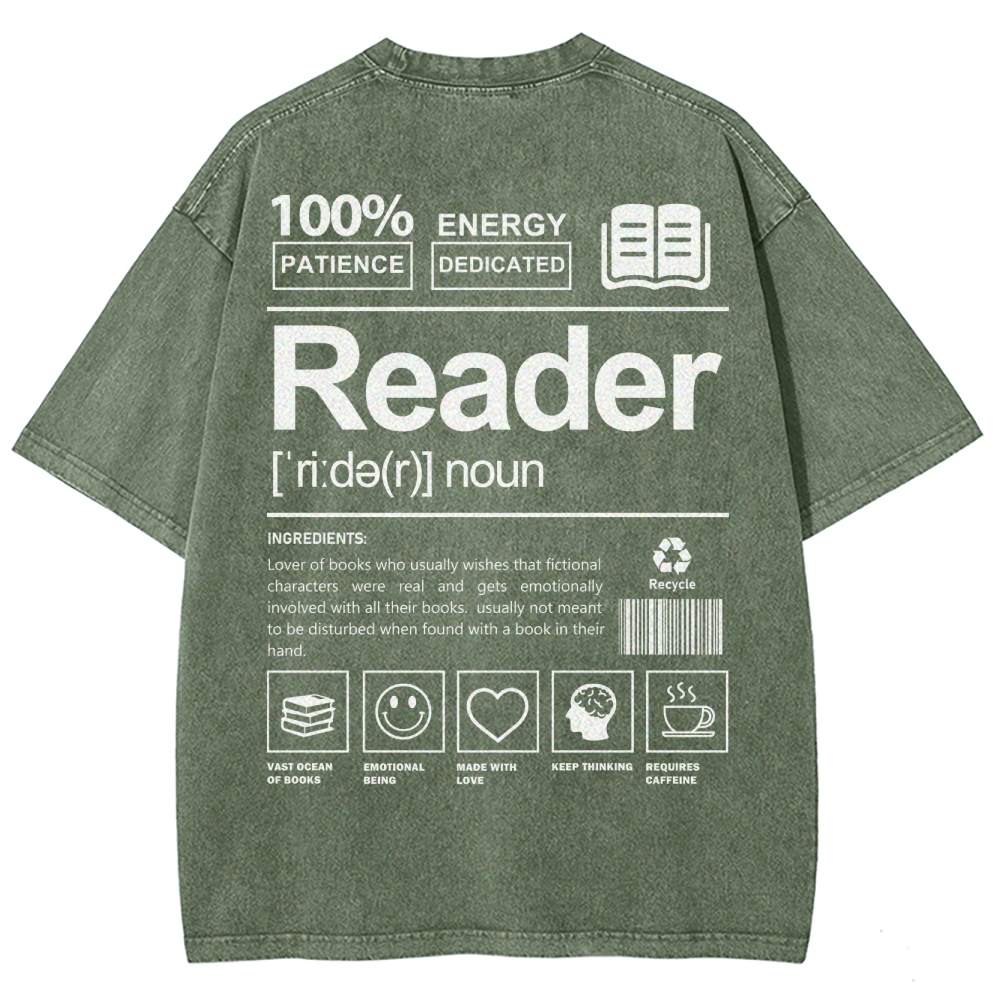Reader Unisex Fit Washed T-Shirt Customscool