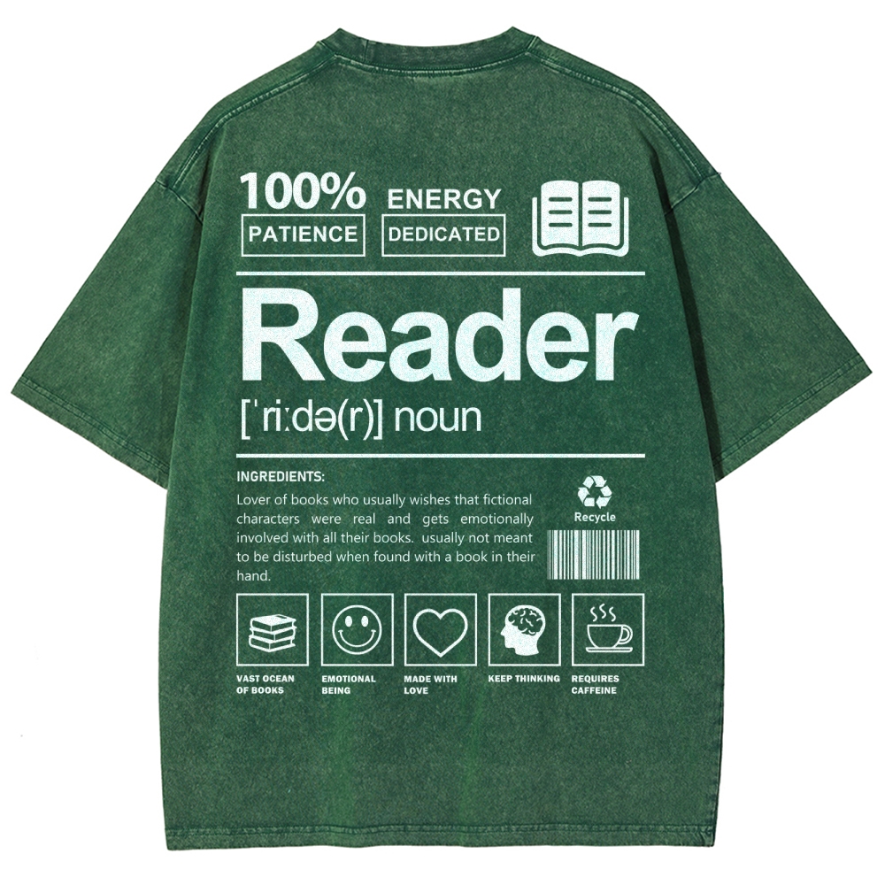 Reader Unisex Fit Washed T-Shirt Customscool