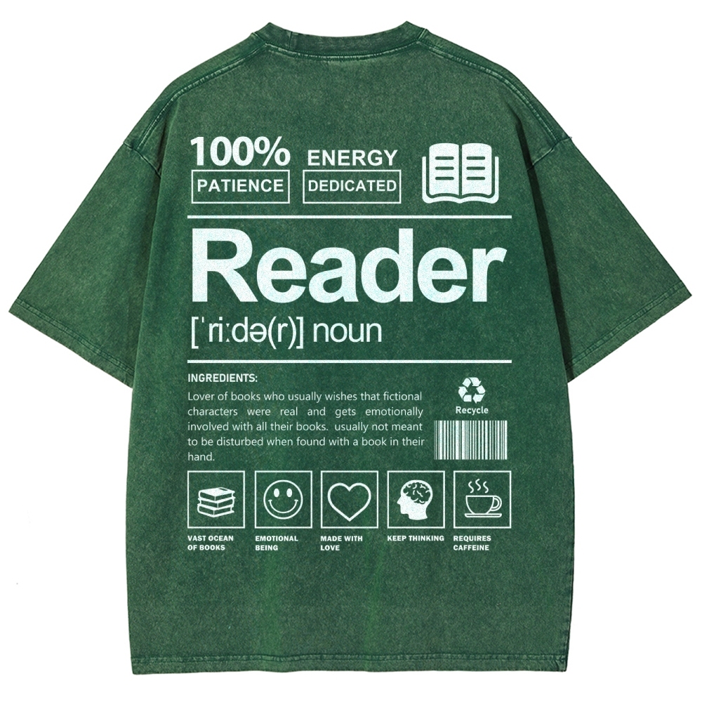 Reader Unisex Fit Washed T-Shirt Customscool