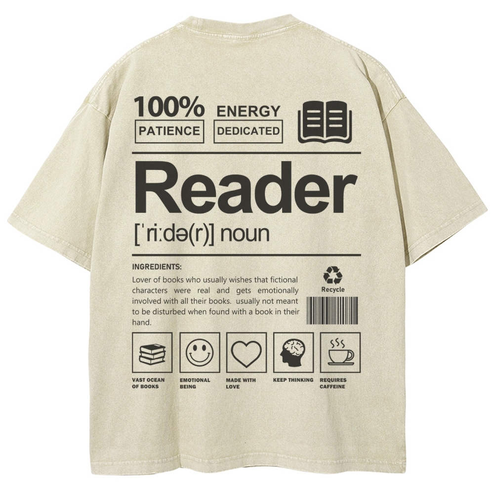 Reader Unisex Fit Washed T-Shirt Customscool