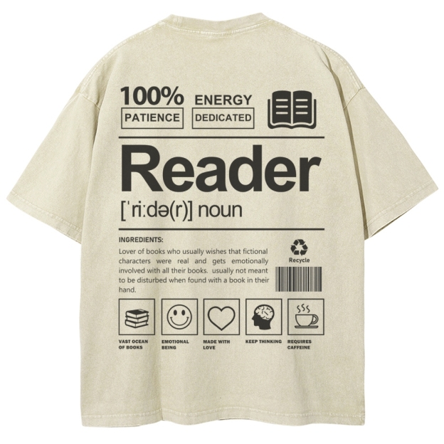 Reader Unisex Fit Washed T-Shirt Customscool