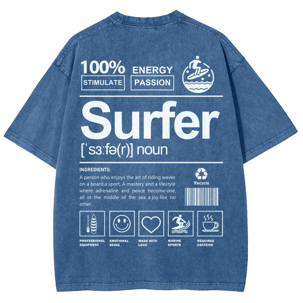 Surfer Unisex Fit Washed T-Shirt Customscool