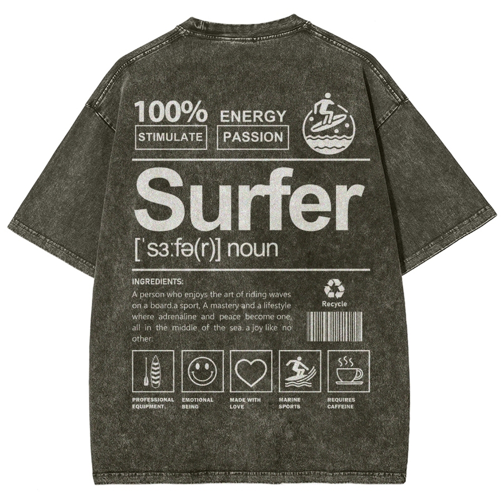 Surfer Unisex Fit Washed T-Shirt Customscool