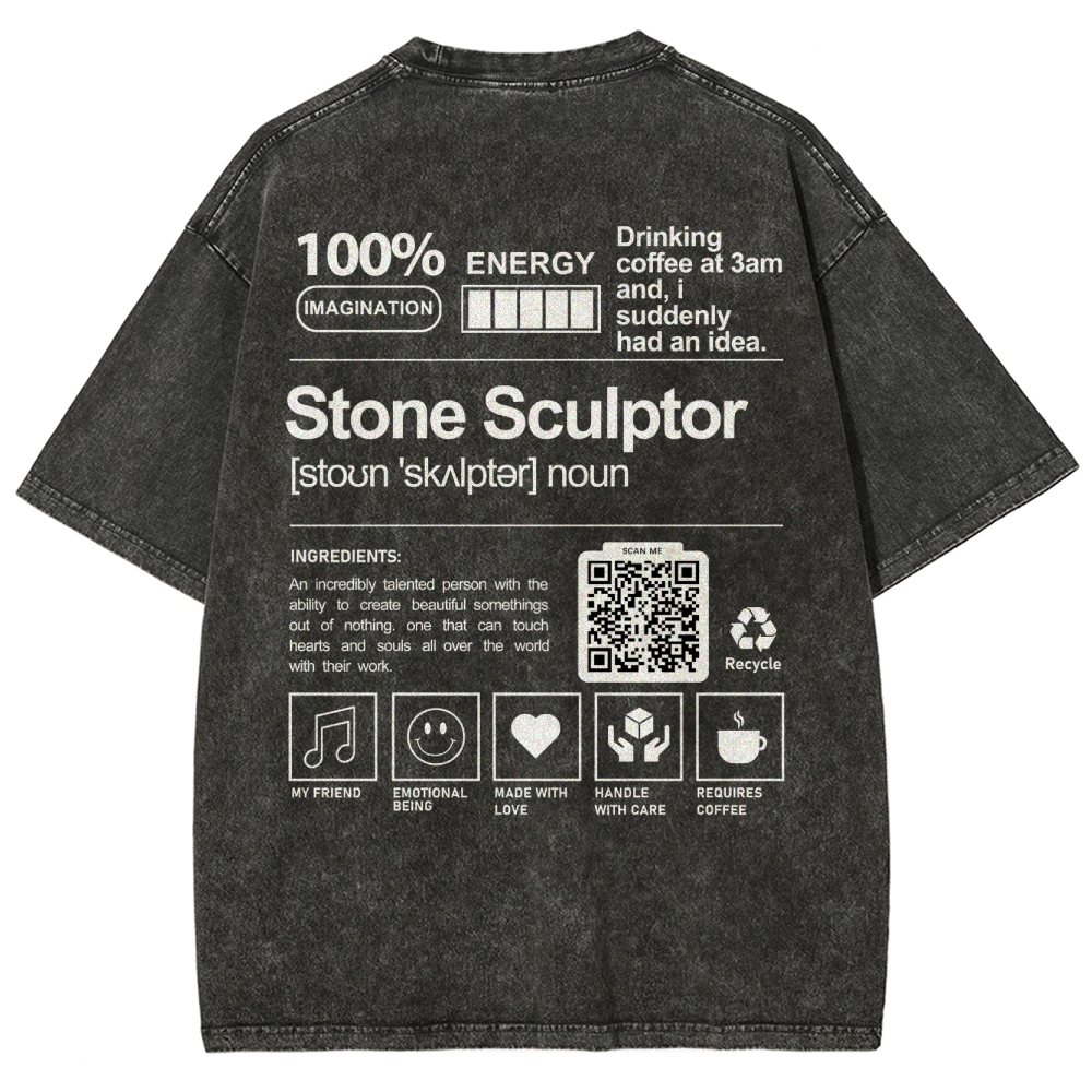 Stone Sculptor Addcustom QR Code Unisex Fit Washed T-Shirt