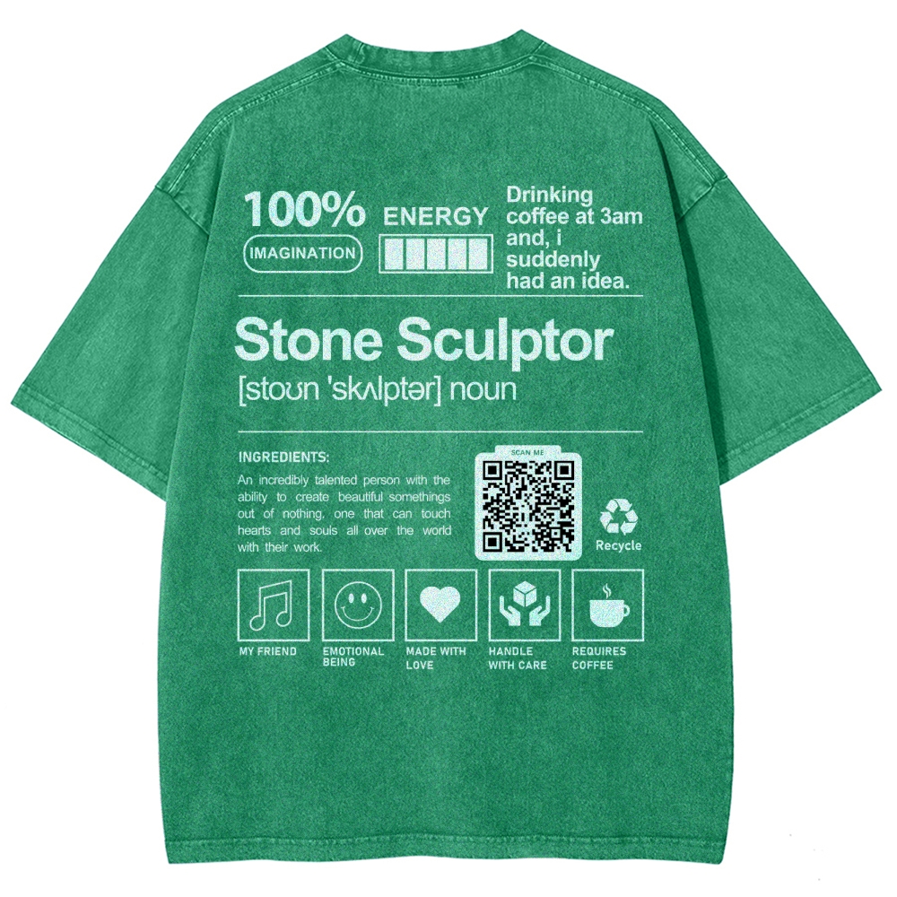 Stone Sculptor Addcustom QR Code Unisex Fit Washed T-Shirt