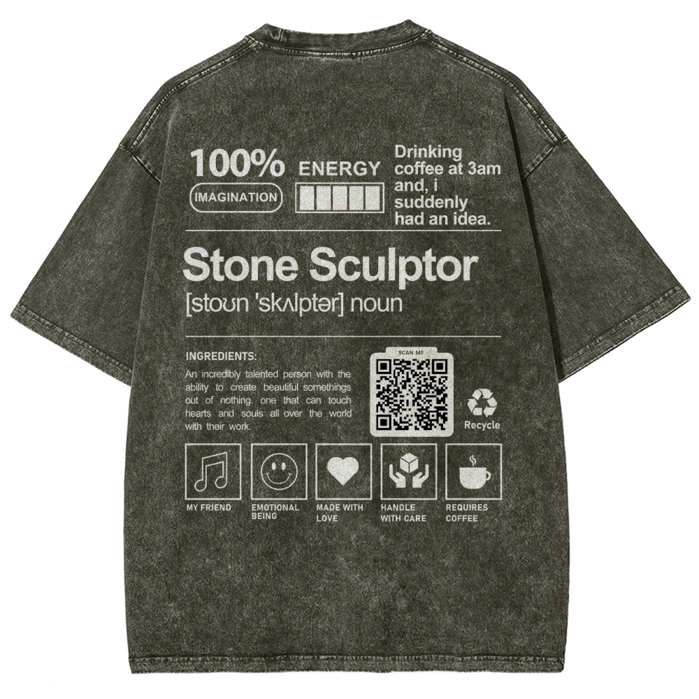 Stone Sculptor Addcustom QR Code Unisex Fit Washed T-Shirt