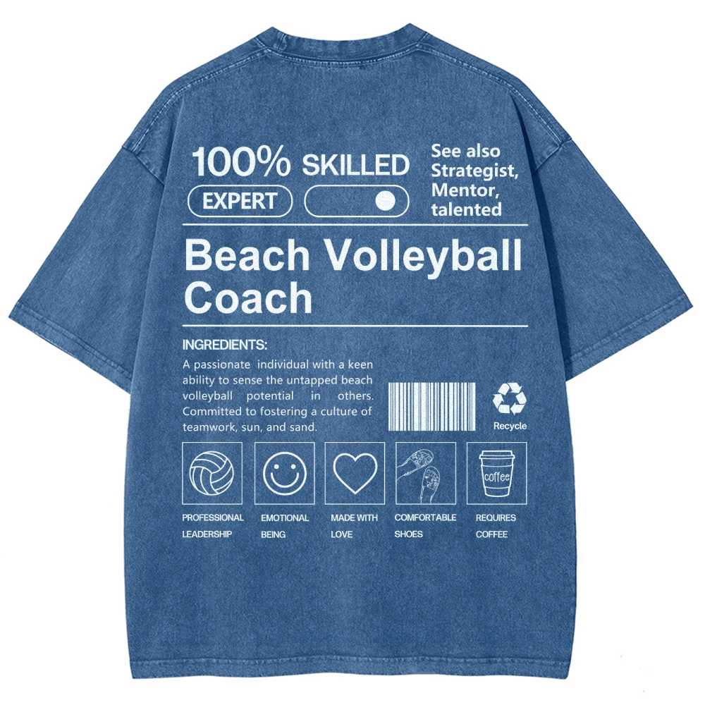 Beach Volleyball Coach Unisex Fit Washed T-Shirt