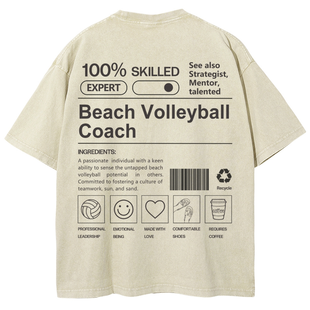Beach Volleyball Coach Unisex Fit Washed T-Shirt