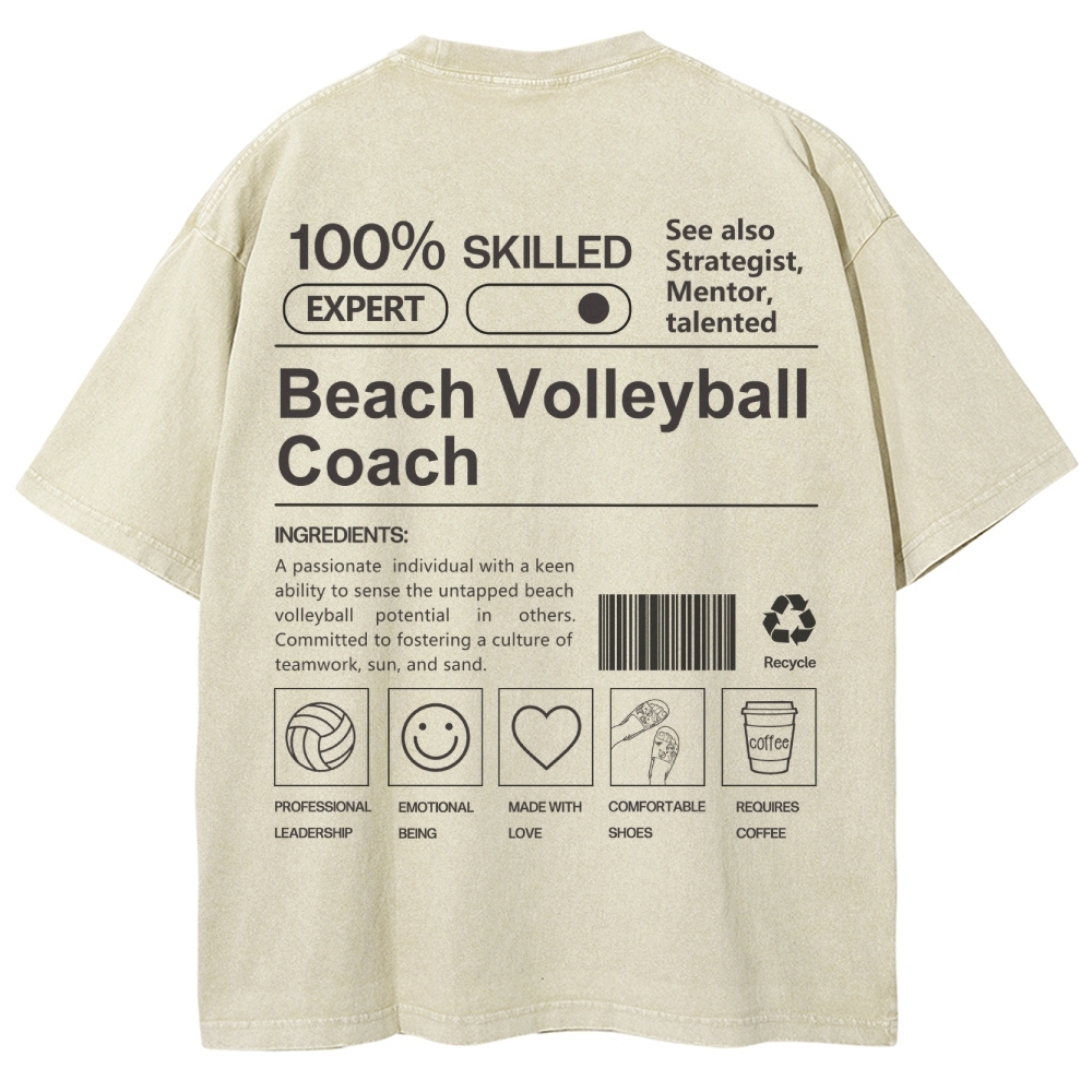 Beach Volleyball Coach Unisex Fit Washed T-Shirt
